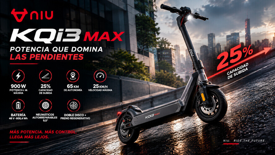 Patinete electrico NIU KQi3 Max para subir pendientes de hasta 25 por ciento