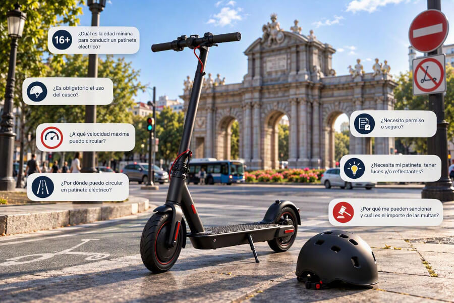 Patinete electrico homologado con certificado DGT circulando legalmente por carril bici urbano