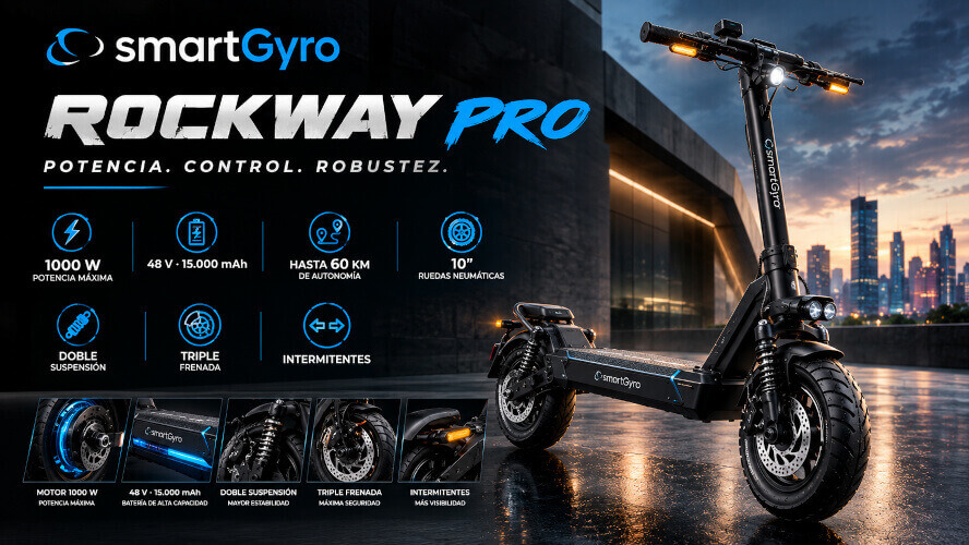 Patinete electrico SmartGyro RockWay Pro potente para adultos de mas de 100 kg